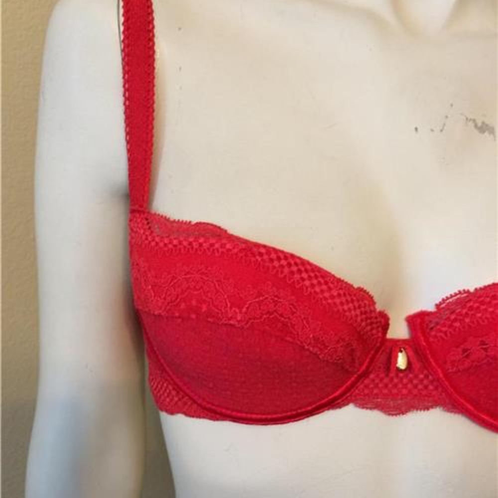 Lejaby Red Lace Molded Cup Bra 30D